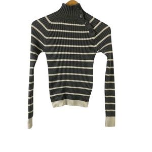 Tommy Sport Striped Winter sweater standing collar decorative buttons  S P